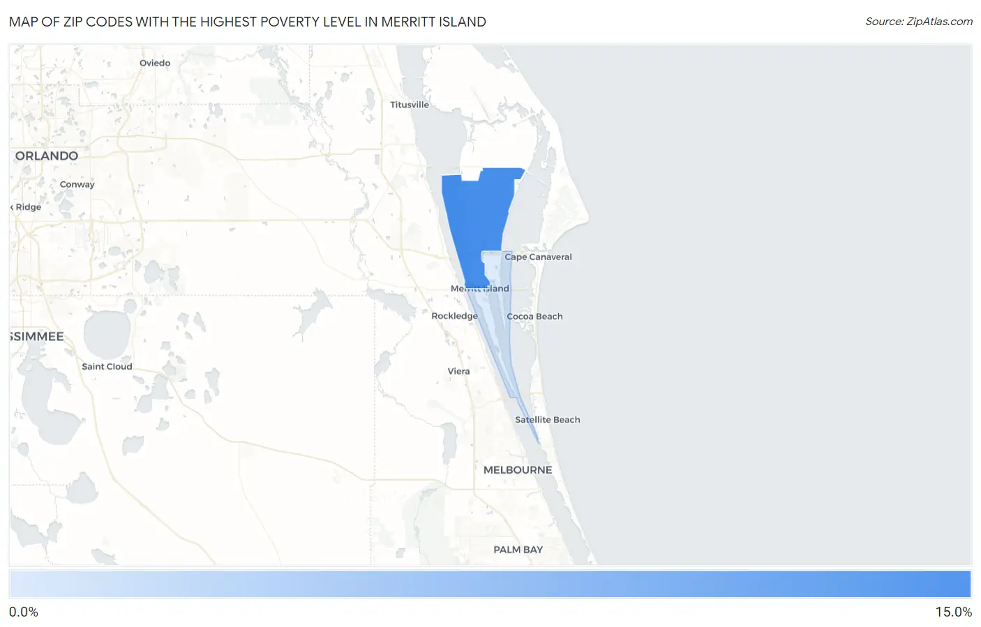 Zip Codes with the Highest Poverty Level in Merritt Island Map