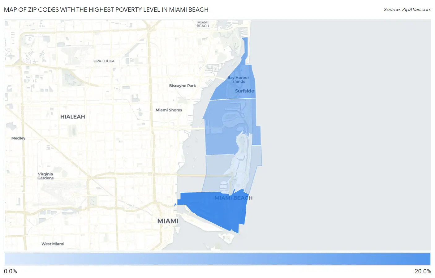 Zip Codes with the Highest Poverty Level in Miami Beach Map