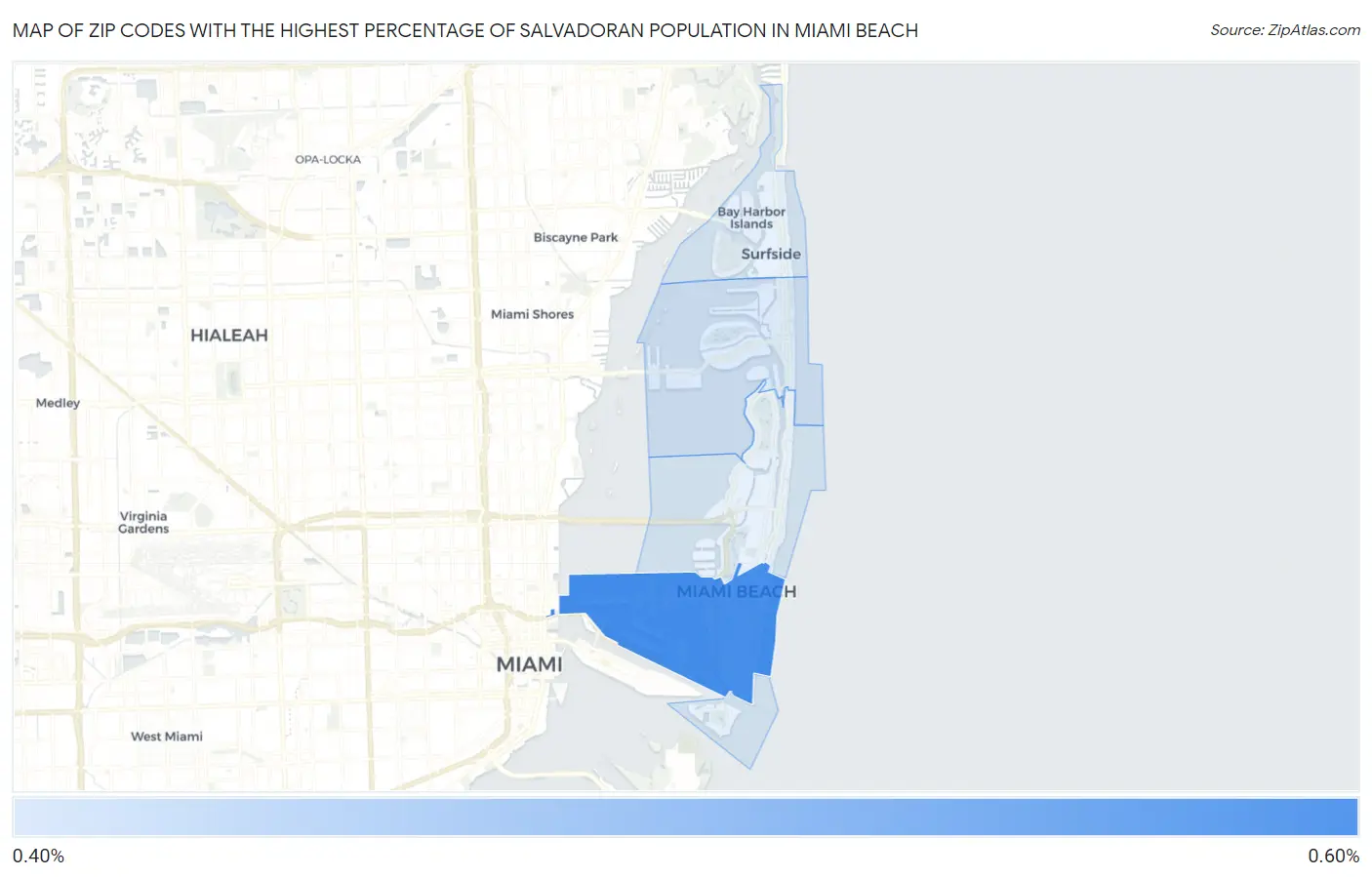 Zip Codes with the Highest Percentage of Salvadoran Population in Miami Beach Map