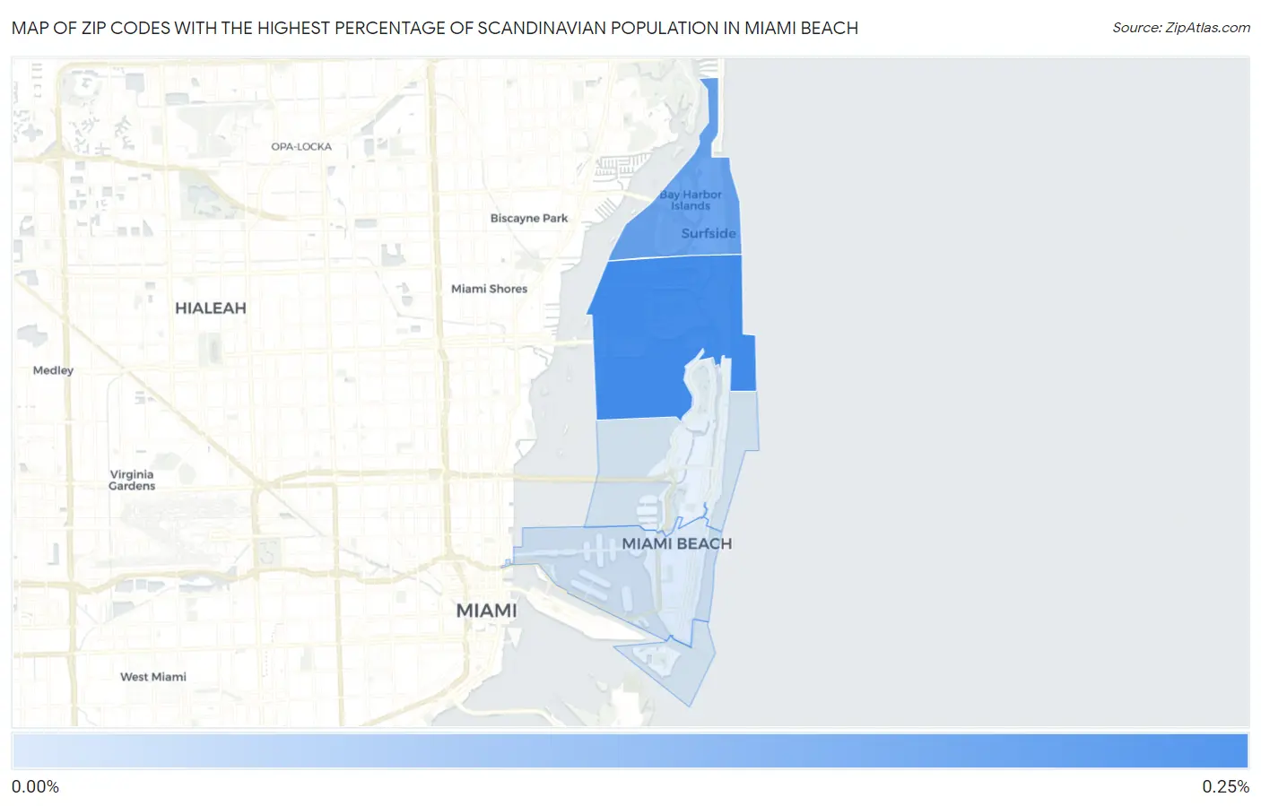 Zip Codes with the Highest Percentage of Scandinavian Population in Miami Beach Map