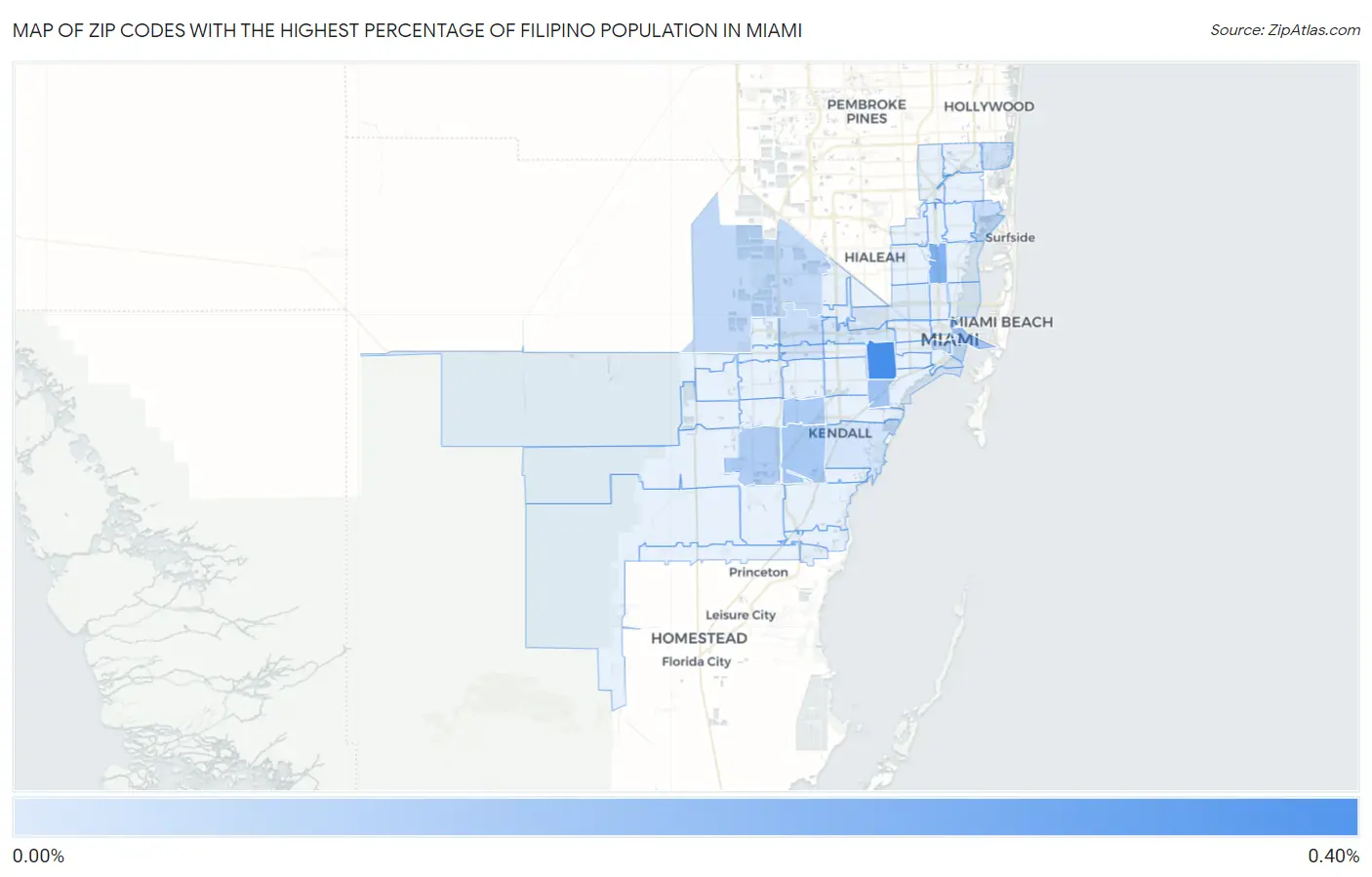 Zip Codes with the Highest Percentage of Filipino Population in Miami Map