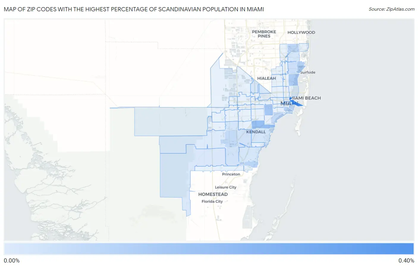 Zip Codes with the Highest Percentage of Scandinavian Population in Miami Map