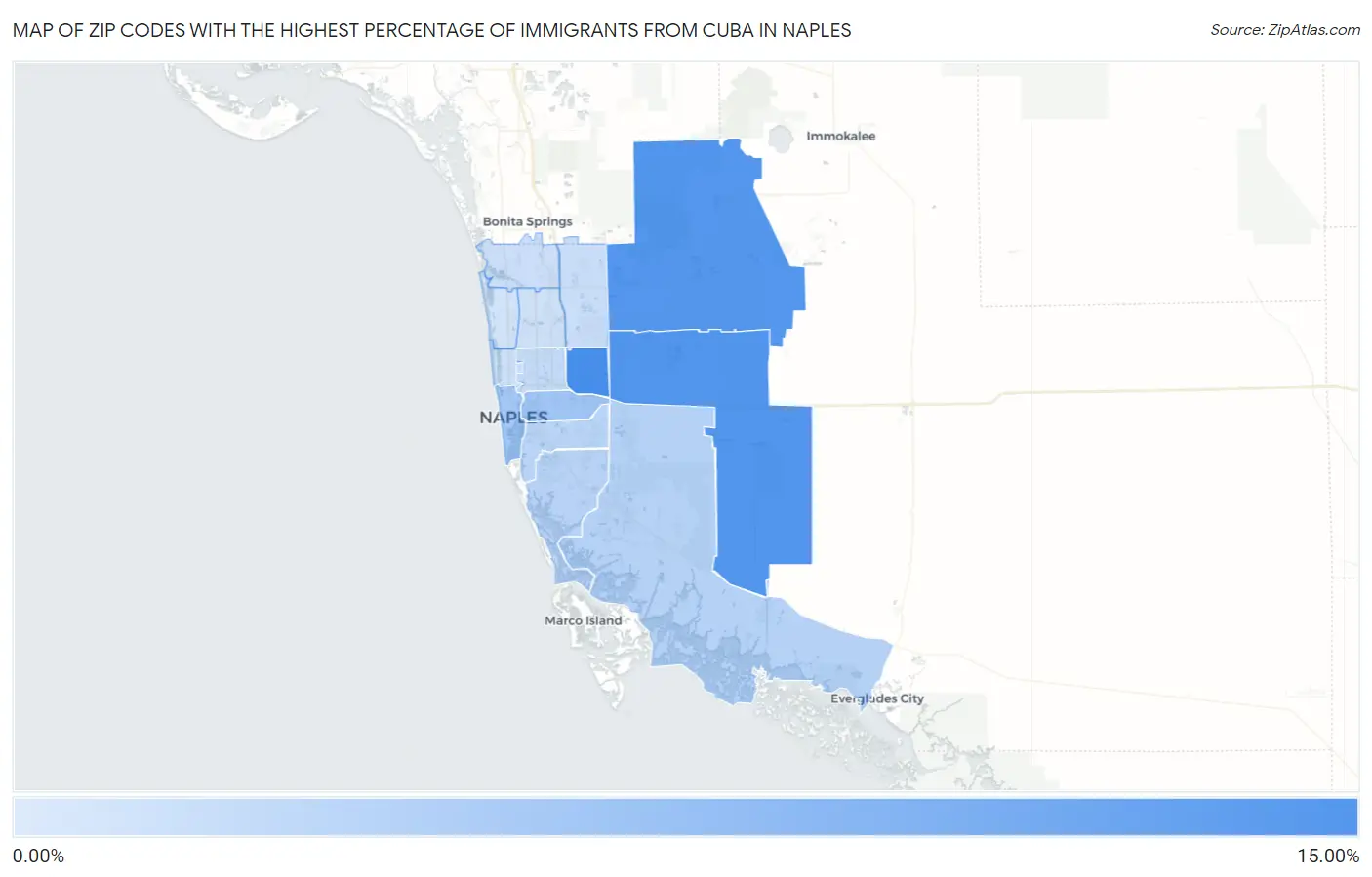 Zip Codes with the Highest Percentage of Immigrants from Cuba in Naples Map