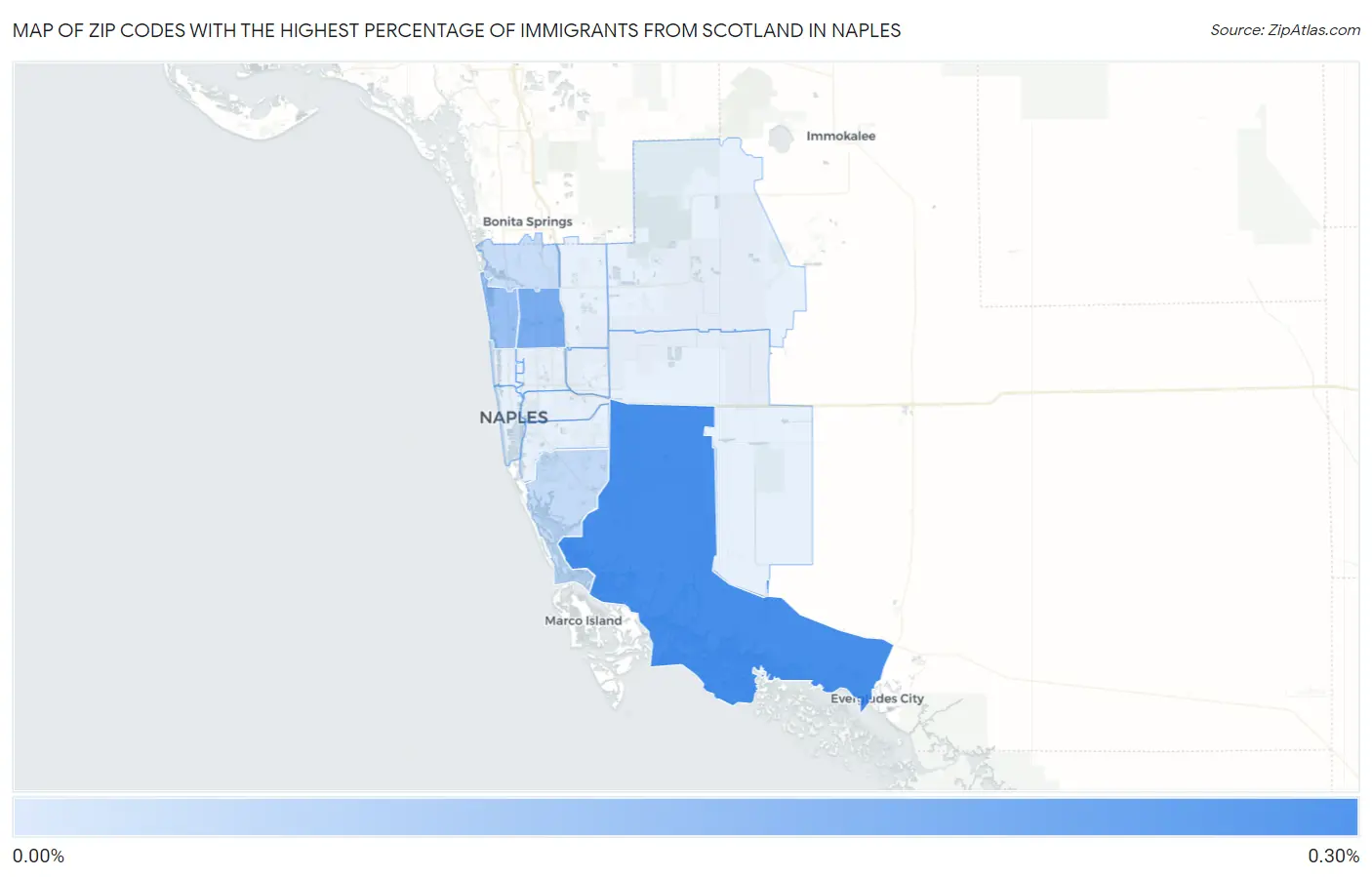 Zip Codes with the Highest Percentage of Immigrants from Scotland in Naples Map