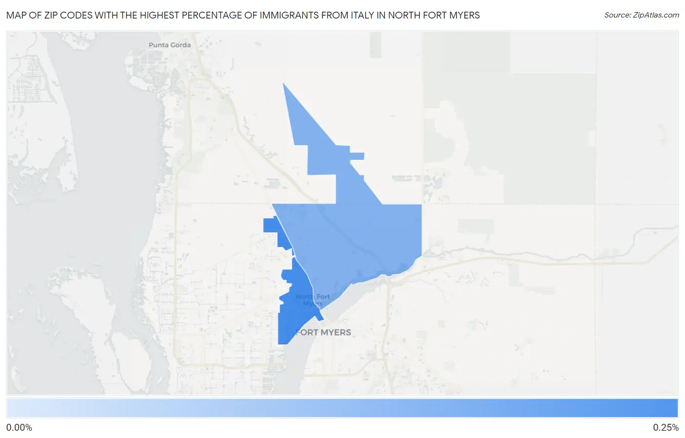 Zip Codes with the Highest Percentage of Immigrants from Italy in North Fort Myers Map