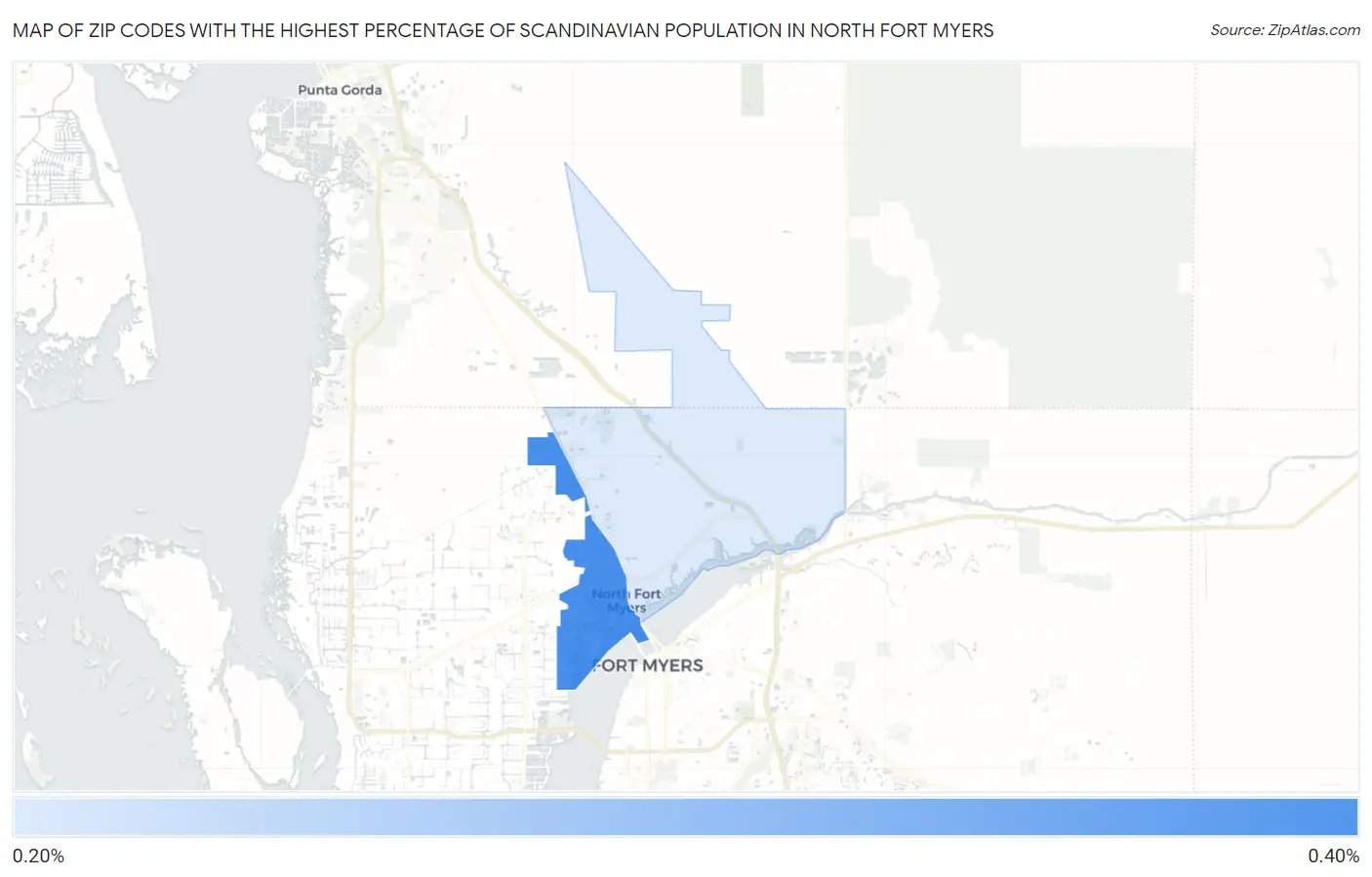Zip Codes with the Highest Percentage of Scandinavian Population in North Fort Myers Map