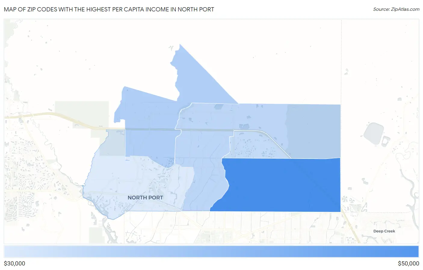Zip Codes with the Highest Per Capita Income in North Port Map