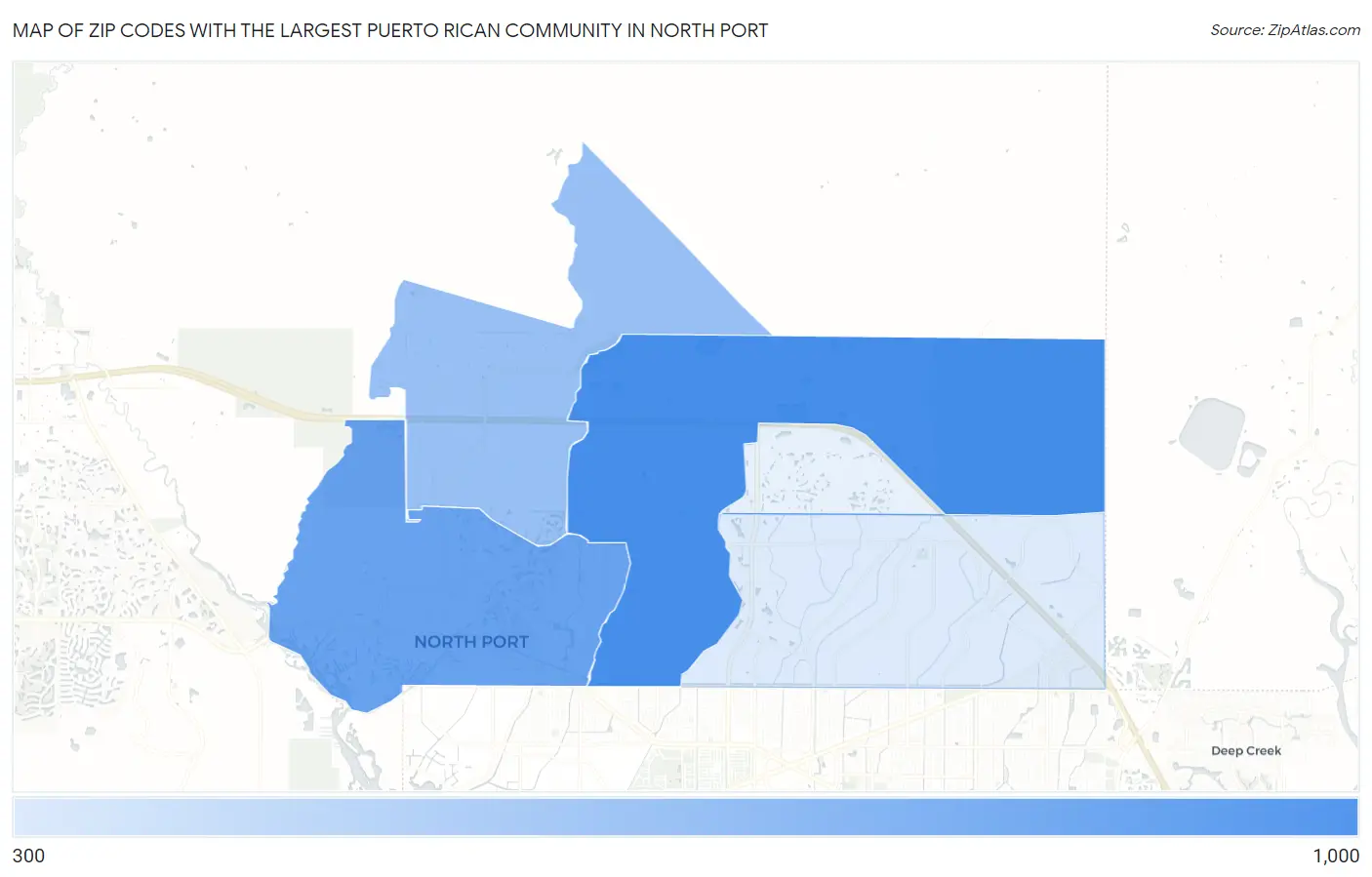 Zip Codes with the Largest Puerto Rican Community in North Port Map