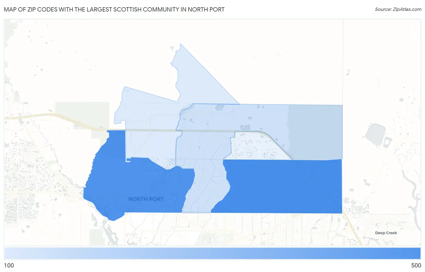 Zip Codes with the Largest Scottish Community in North Port Map