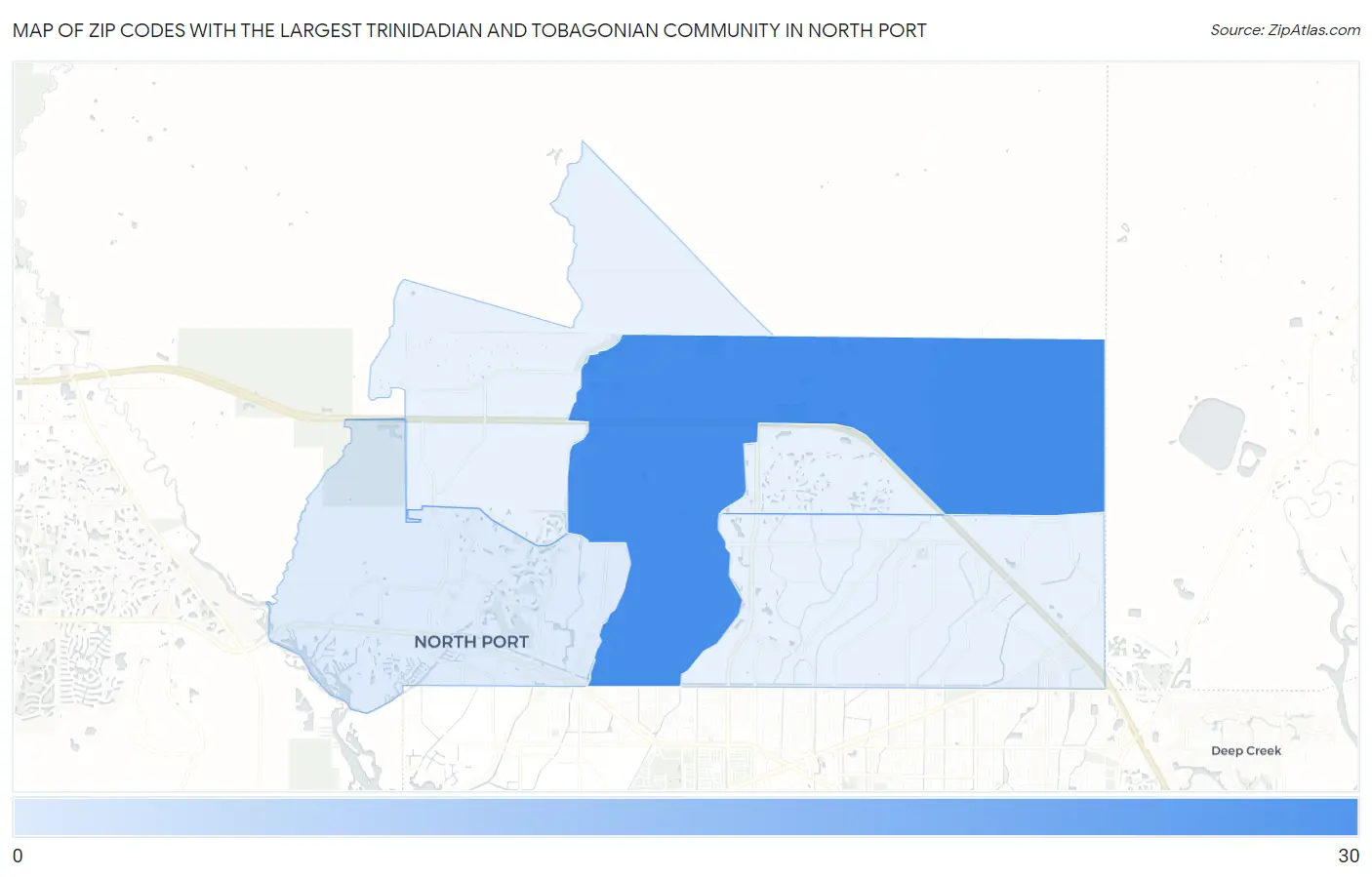 Zip Codes with the Largest Trinidadian and Tobagonian Community in North Port Map