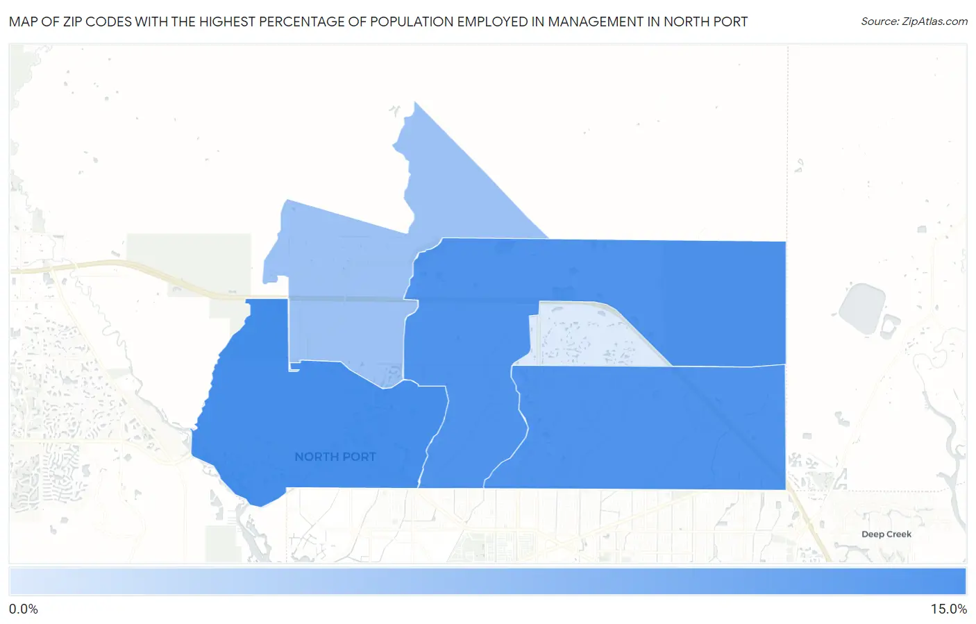 Zip Codes with the Highest Percentage of Population Employed in Management in North Port Map
