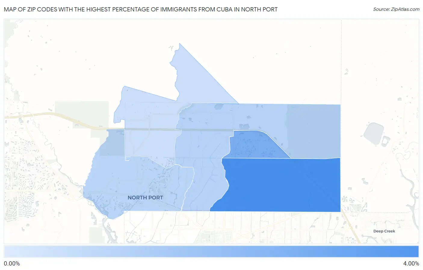Zip Codes with the Highest Percentage of Immigrants from Cuba in North Port Map