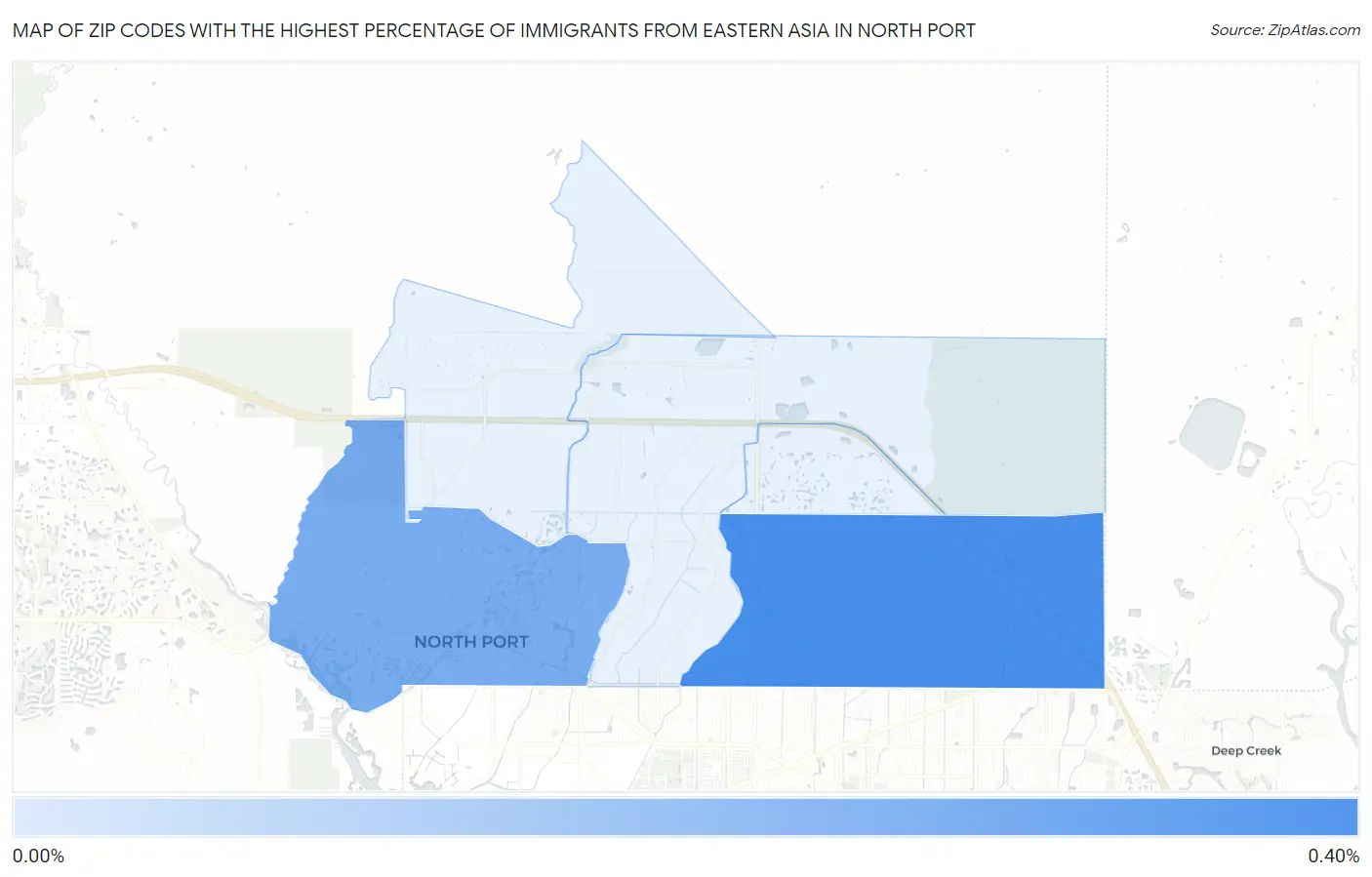 Zip Codes with the Highest Percentage of Immigrants from Eastern Asia in North Port Map