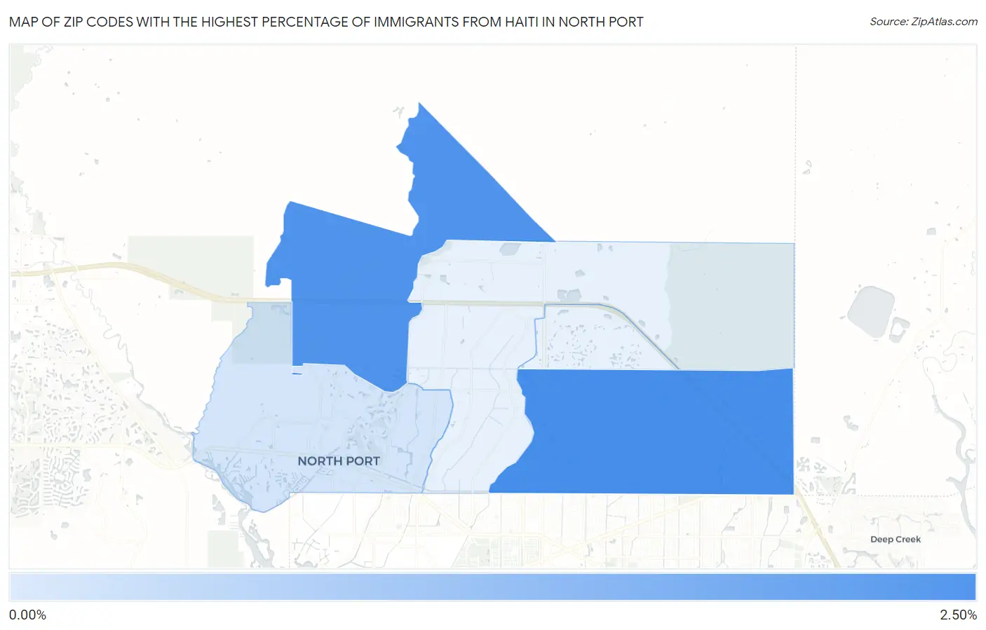 Zip Codes with the Highest Percentage of Immigrants from Haiti in North Port Map