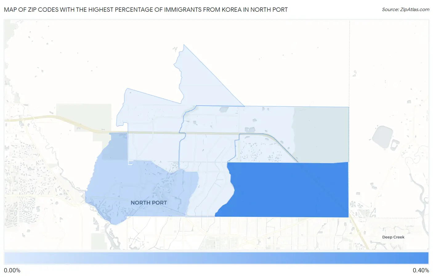 Zip Codes with the Highest Percentage of Immigrants from Korea in North Port Map