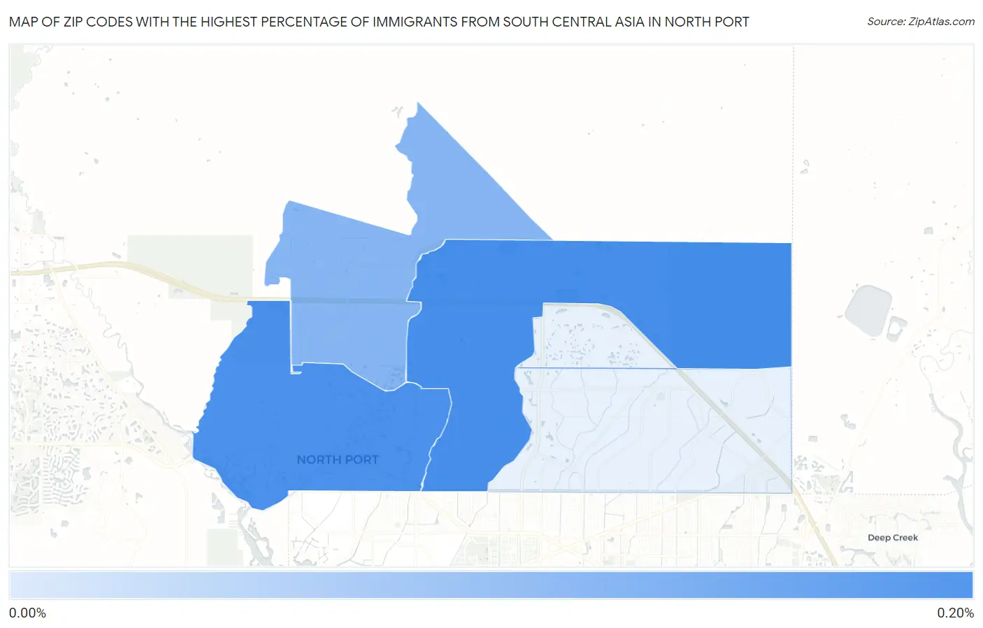 Zip Codes with the Highest Percentage of Immigrants from South Central Asia in North Port Map