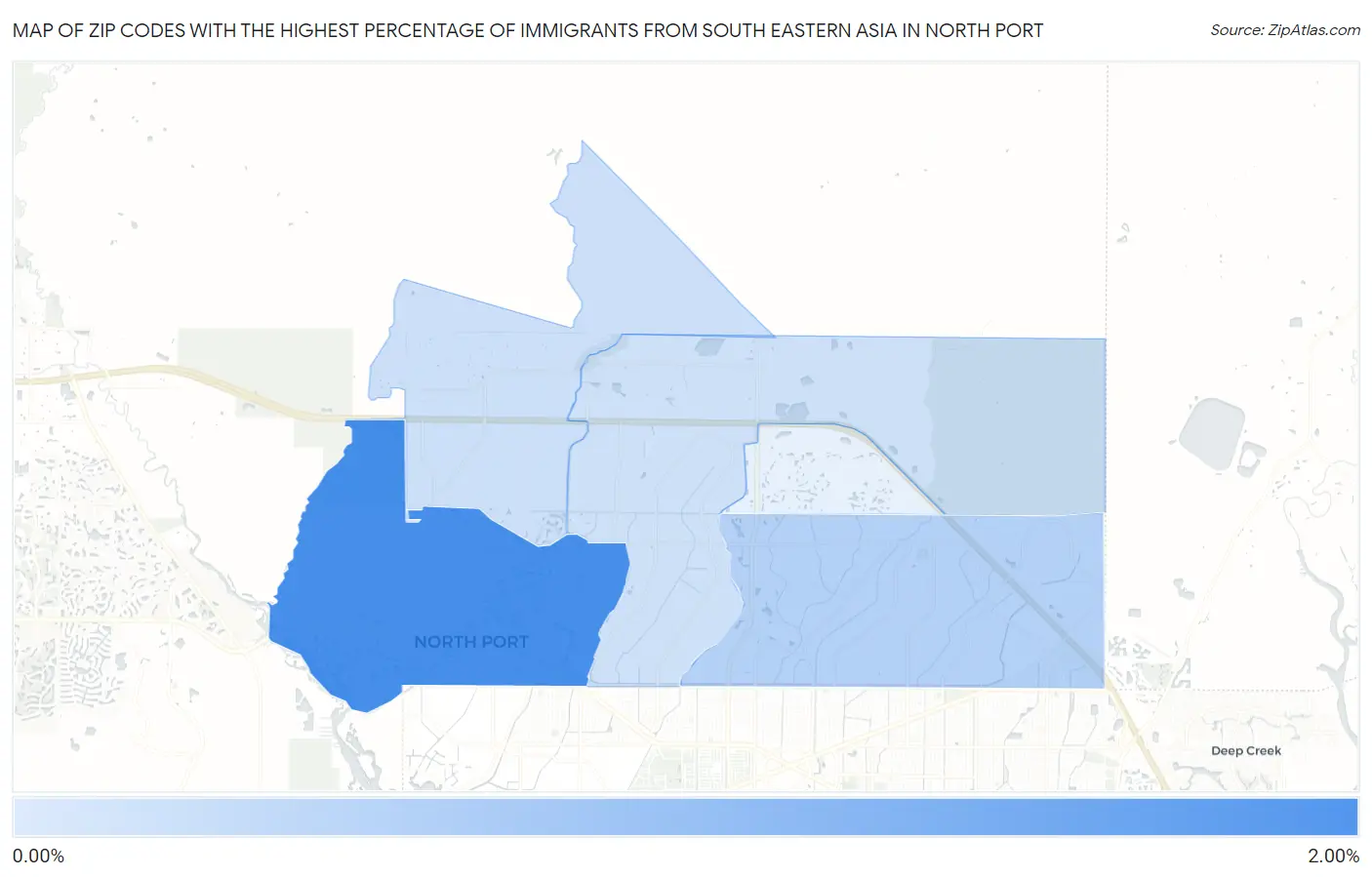 Zip Codes with the Highest Percentage of Immigrants from South Eastern Asia in North Port Map