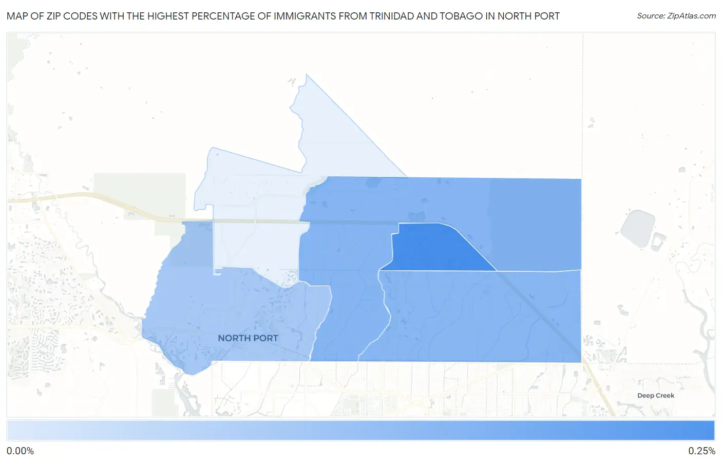 Zip Codes with the Highest Percentage of Immigrants from Trinidad and Tobago in North Port Map