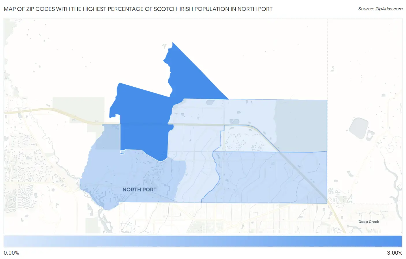 Zip Codes with the Highest Percentage of Scotch-Irish Population in North Port Map
