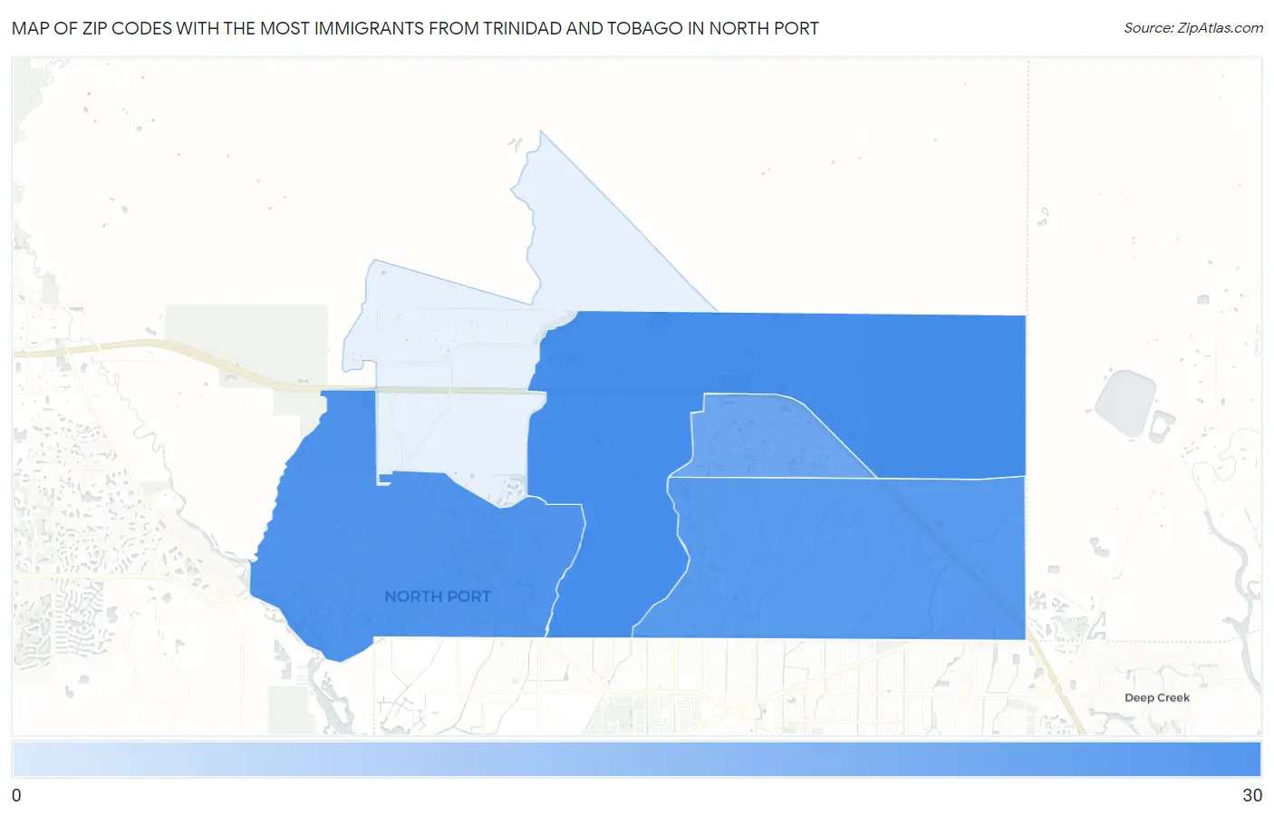Zip Codes with the Most Immigrants from Trinidad and Tobago in North Port Map