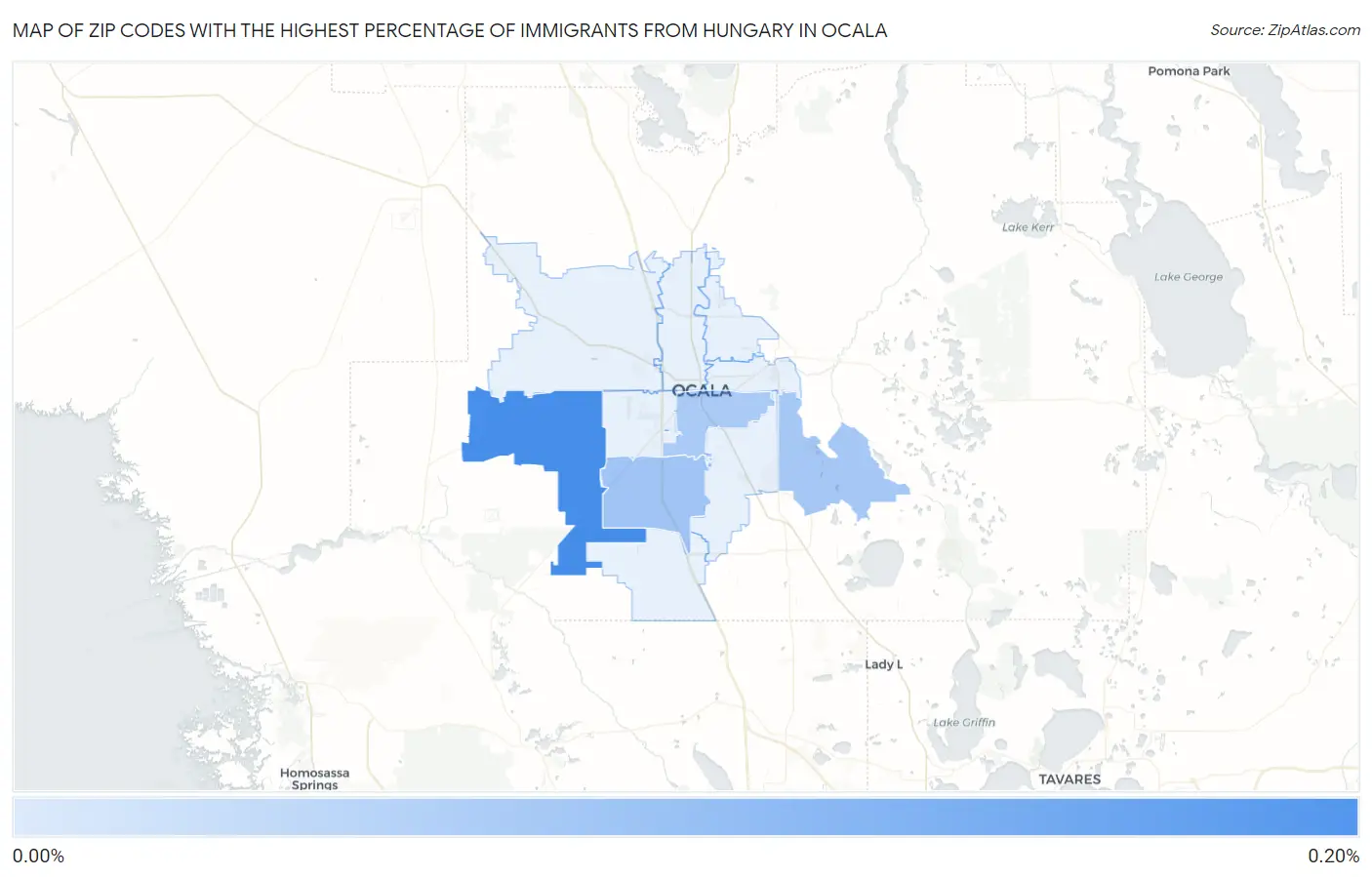 Zip Codes with the Highest Percentage of Immigrants from Hungary in Ocala Map