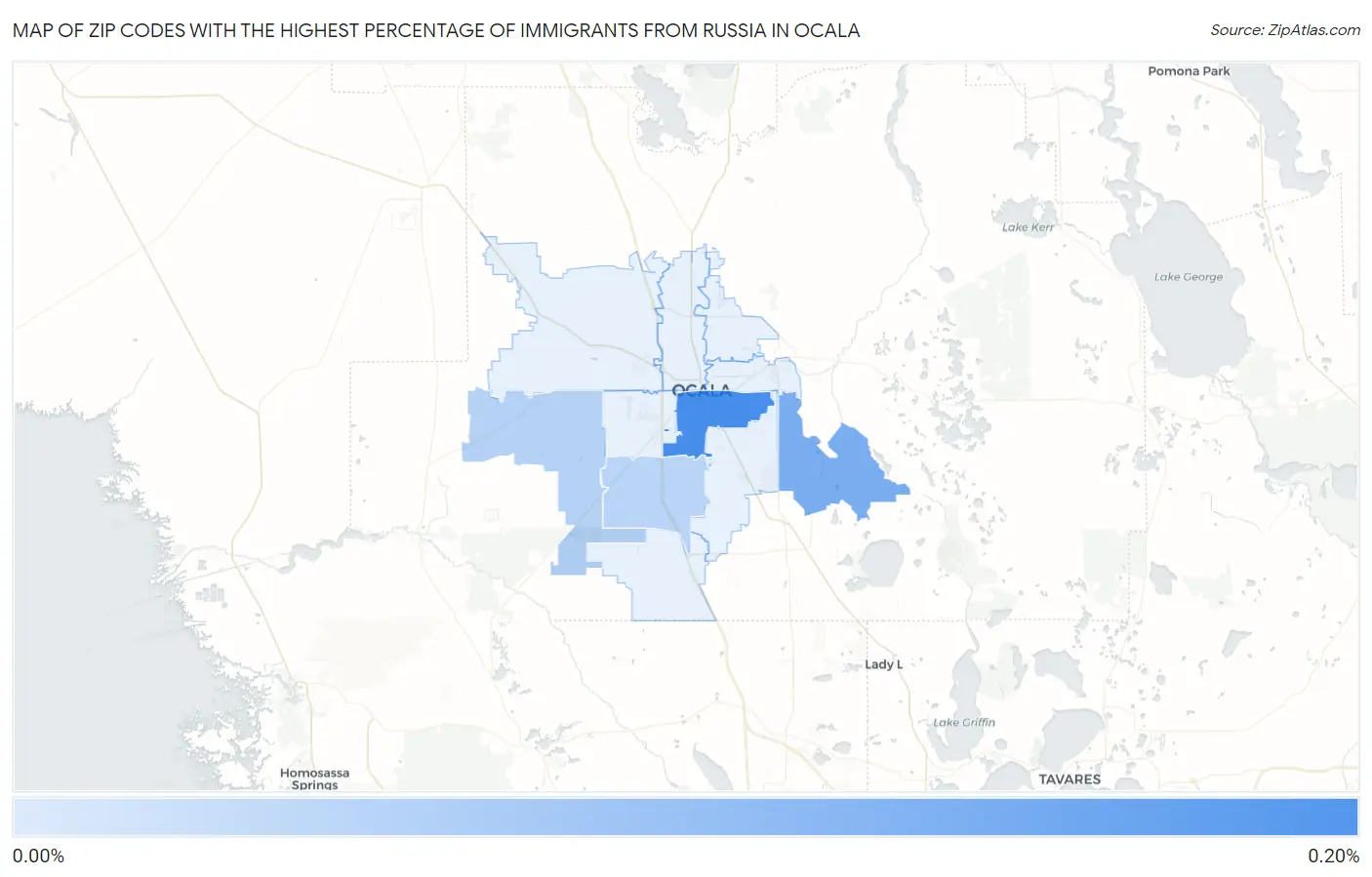 Zip Codes with the Highest Percentage of Immigrants from Russia in Ocala Map