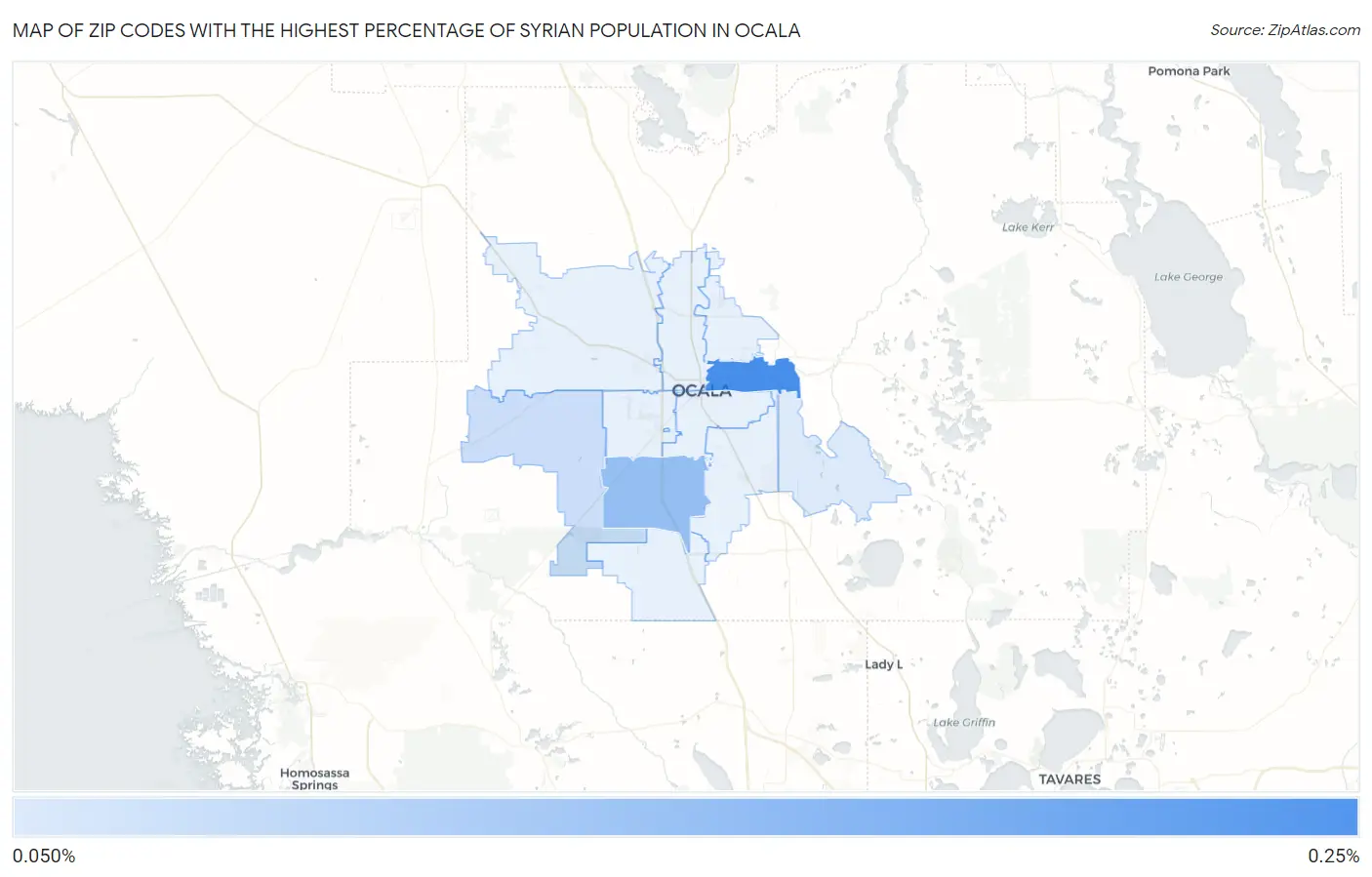 Zip Codes with the Highest Percentage of Syrian Population in Ocala Map