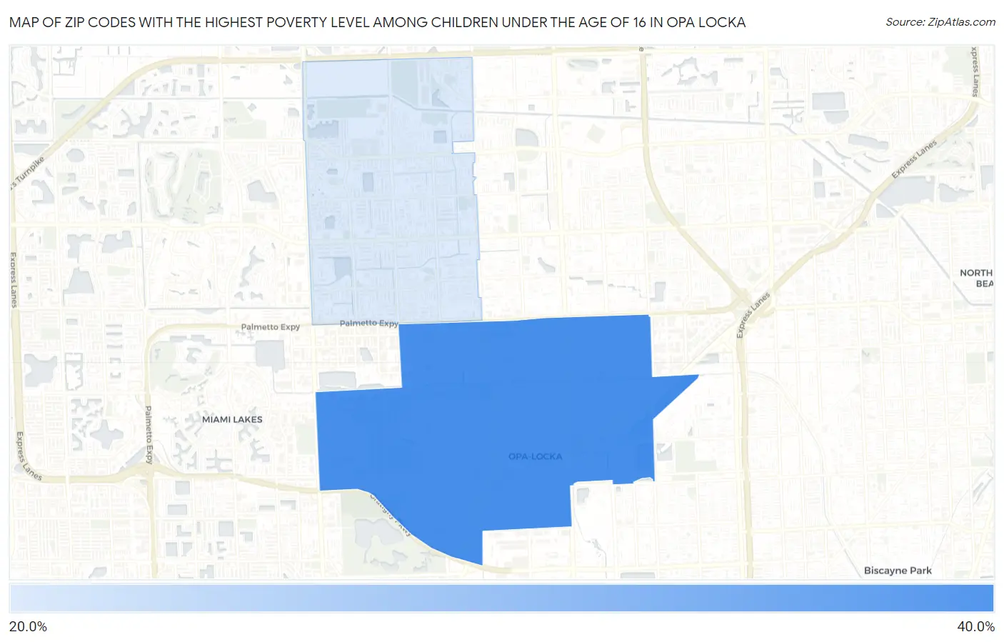 Zip Codes with the Highest Poverty Level Among Children Under the Age of 16 in Opa Locka Map