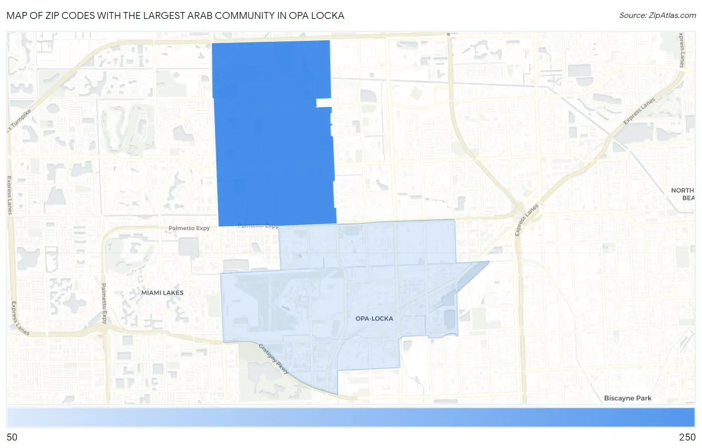 Zip Codes with the Largest Arab Community in Opa Locka Map