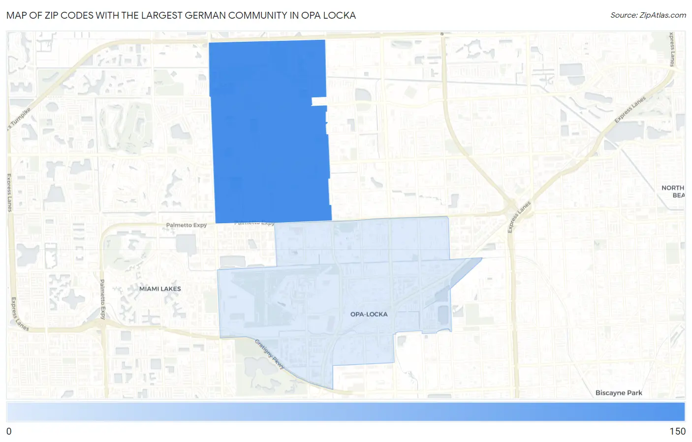 Zip Codes with the Largest German Community in Opa Locka Map