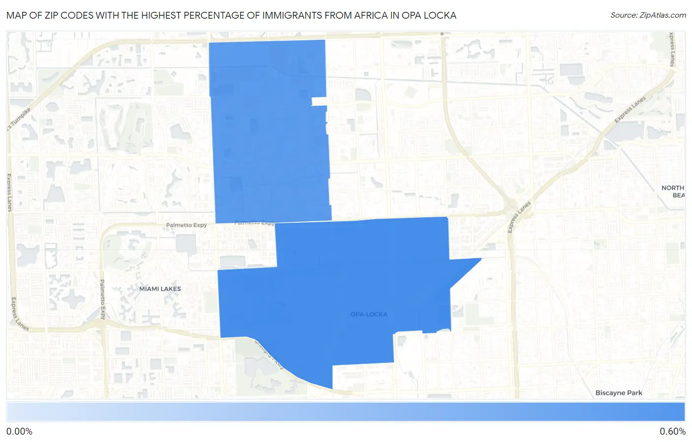 Zip Codes with the Highest Percentage of Immigrants from Africa in Opa Locka Map