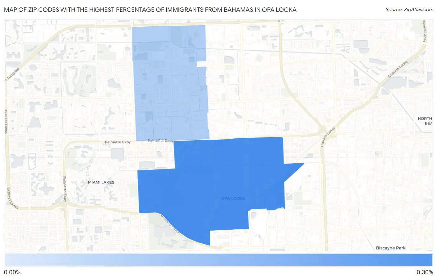 Zip Codes with the Highest Percentage of Immigrants from Bahamas in Opa Locka Map