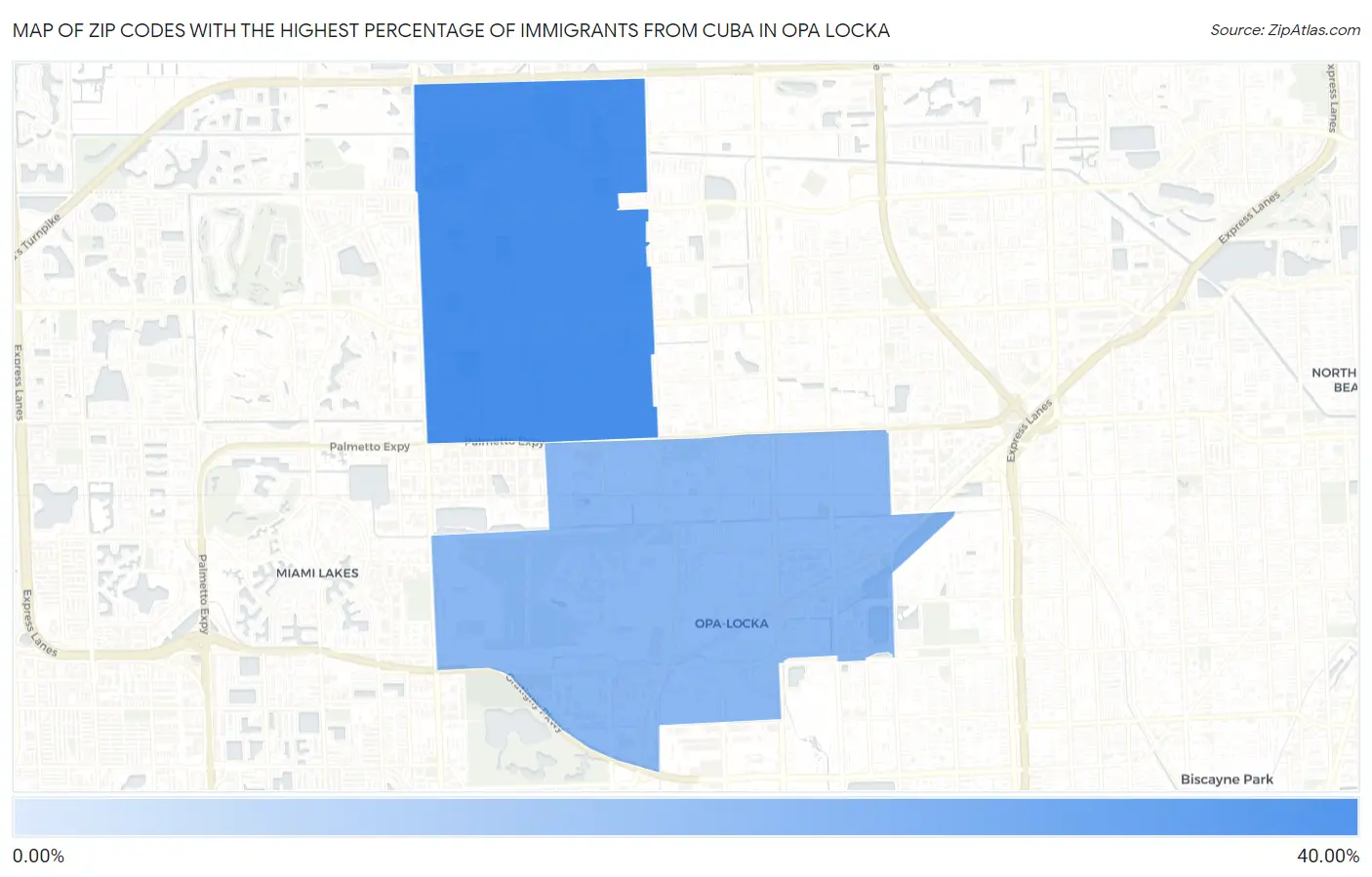 Zip Codes with the Highest Percentage of Immigrants from Cuba in Opa Locka Map