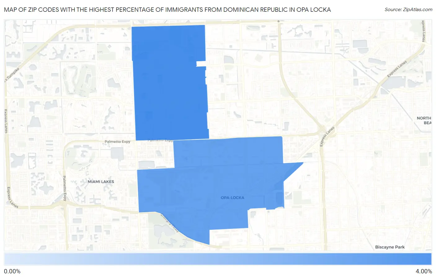 Zip Codes with the Highest Percentage of Immigrants from Dominican Republic in Opa Locka Map