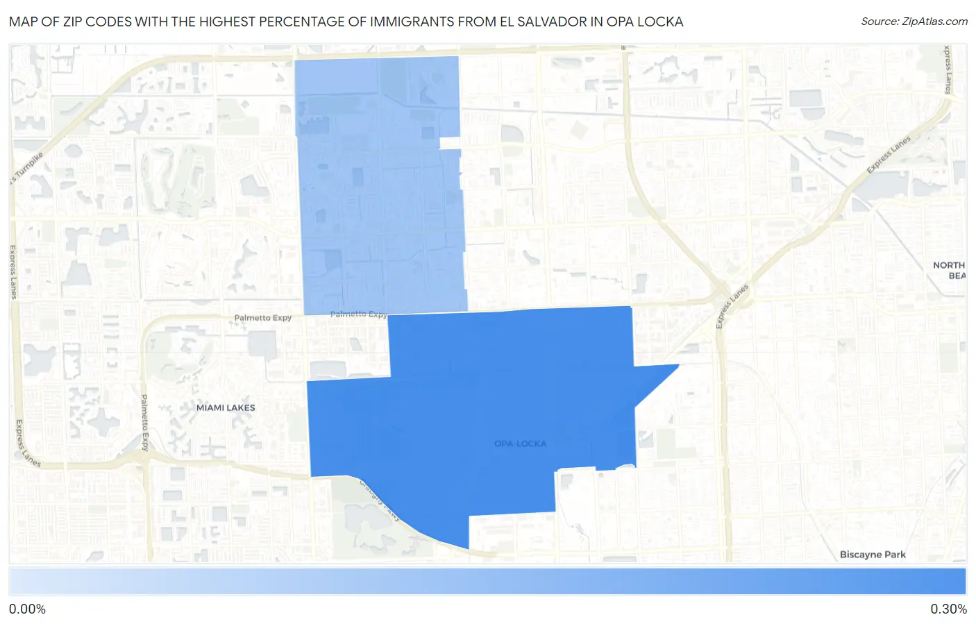 Zip Codes with the Highest Percentage of Immigrants from El Salvador in Opa Locka Map