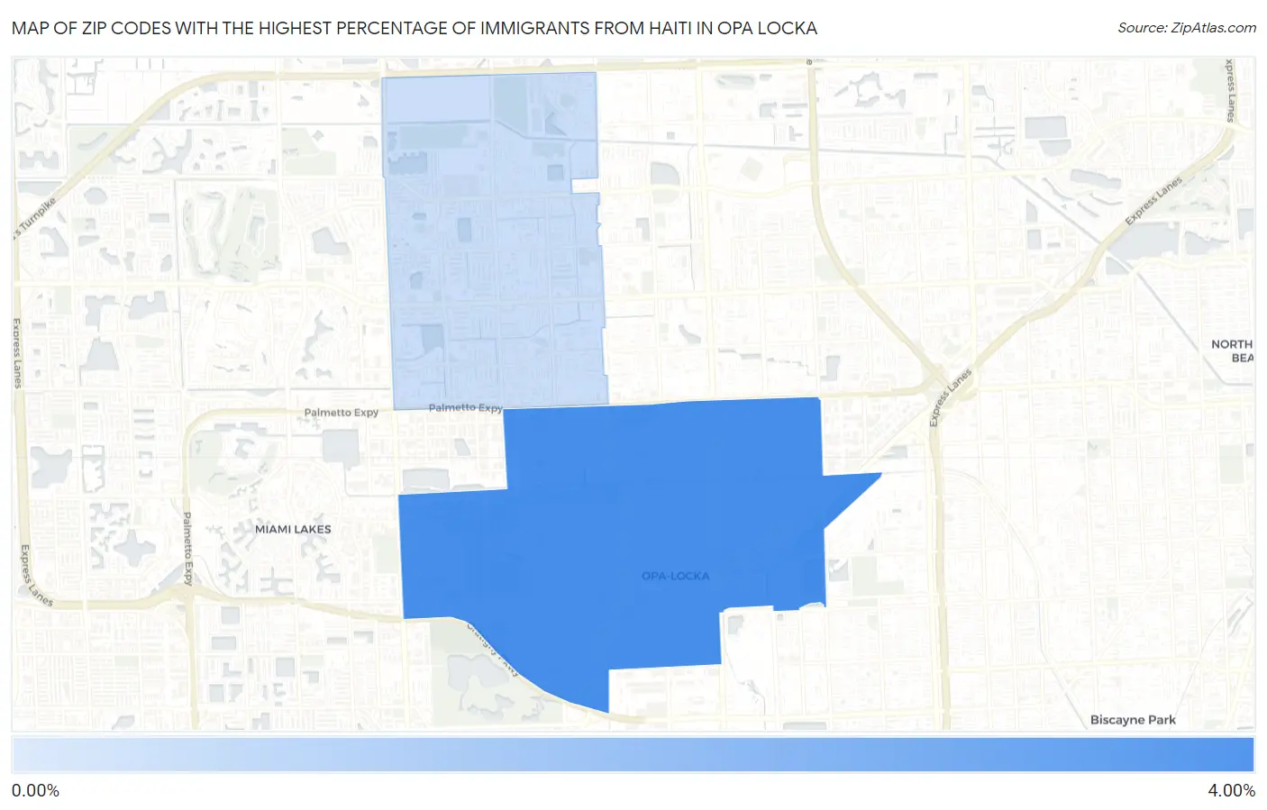Zip Codes with the Highest Percentage of Immigrants from Haiti in Opa Locka Map
