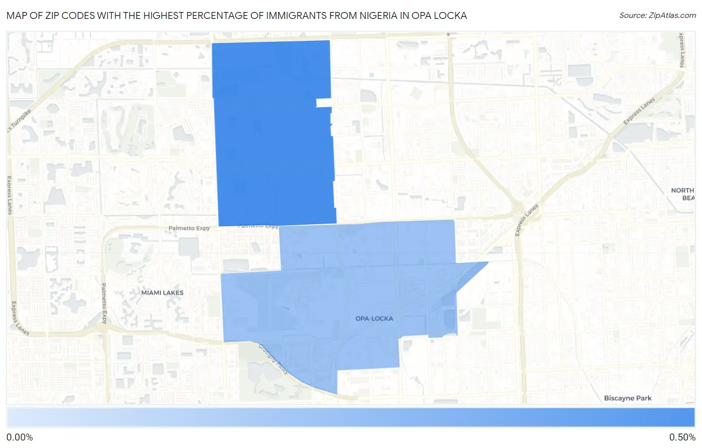 Zip Codes with the Highest Percentage of Immigrants from Nigeria in Opa Locka Map