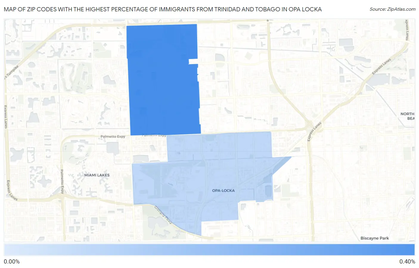 Zip Codes with the Highest Percentage of Immigrants from Trinidad and Tobago in Opa Locka Map
