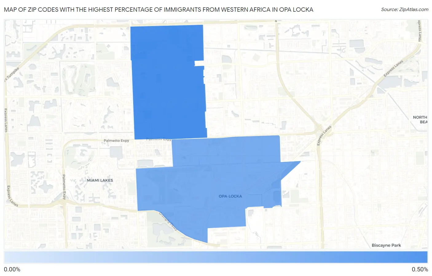 Zip Codes with the Highest Percentage of Immigrants from Western Africa in Opa Locka Map