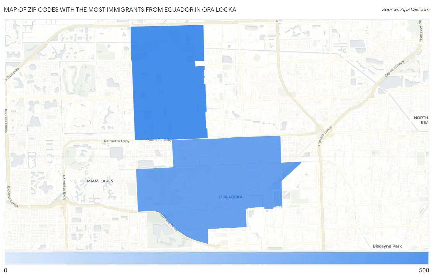Zip Codes with the Most Immigrants from Ecuador in Opa Locka Map