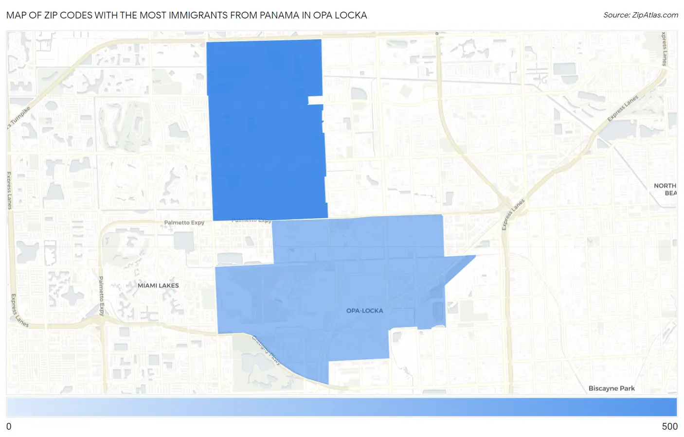 Zip Codes with the Most Immigrants from Panama in Opa Locka Map