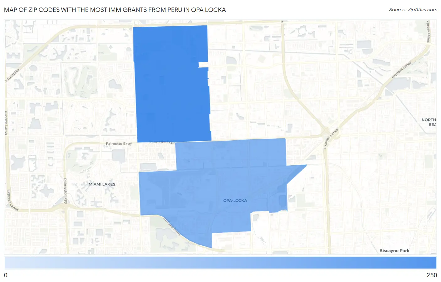 Zip Codes with the Most Immigrants from Peru in Opa Locka Map