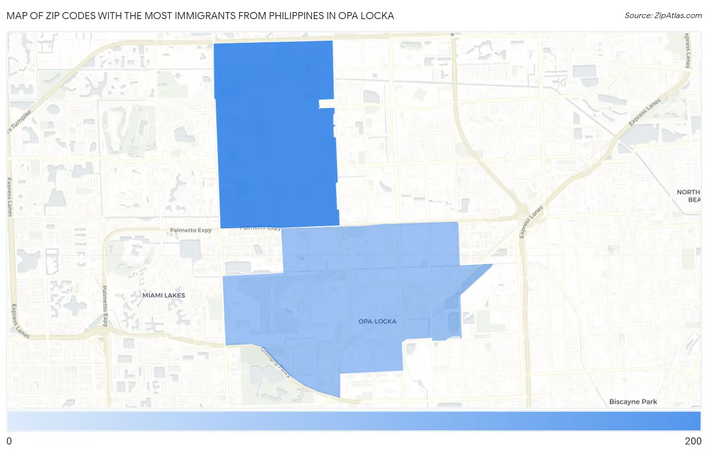 Zip Codes with the Most Immigrants from Philippines in Opa Locka Map