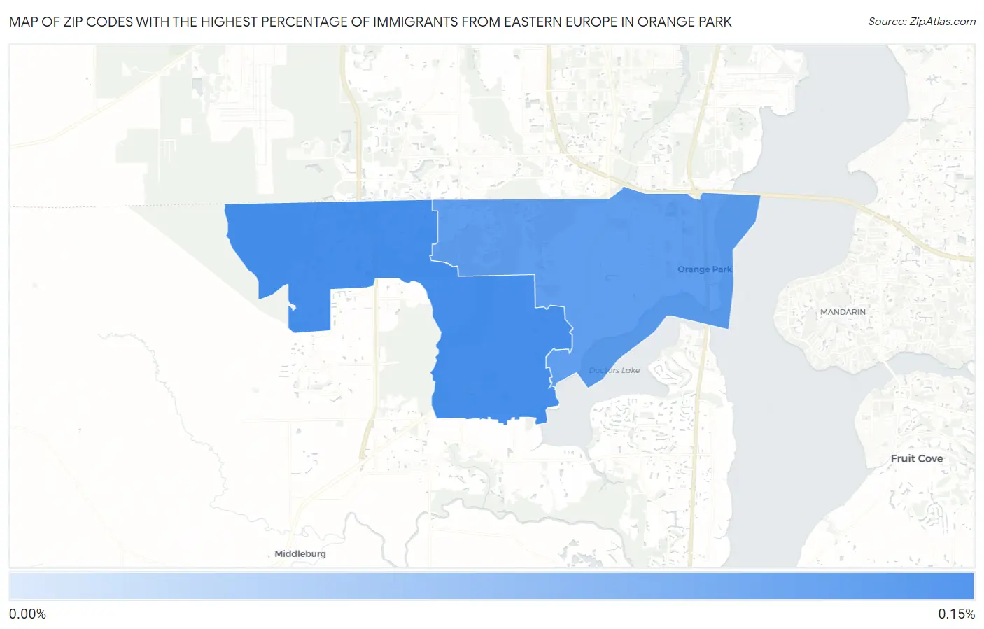Zip Codes with the Highest Percentage of Immigrants from Eastern Europe in Orange Park Map