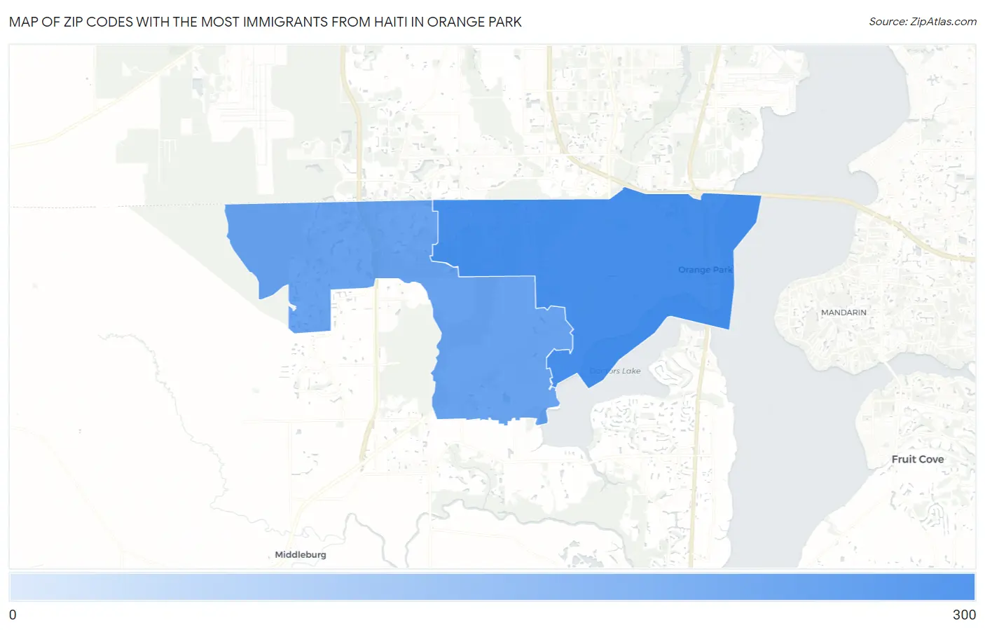 Zip Codes with the Most Immigrants from Haiti in Orange Park Map
