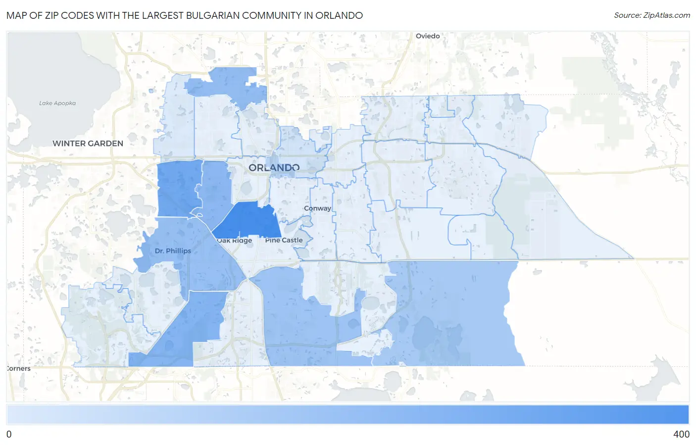 Zip Codes with the Largest Bulgarian Community in Orlando Map
