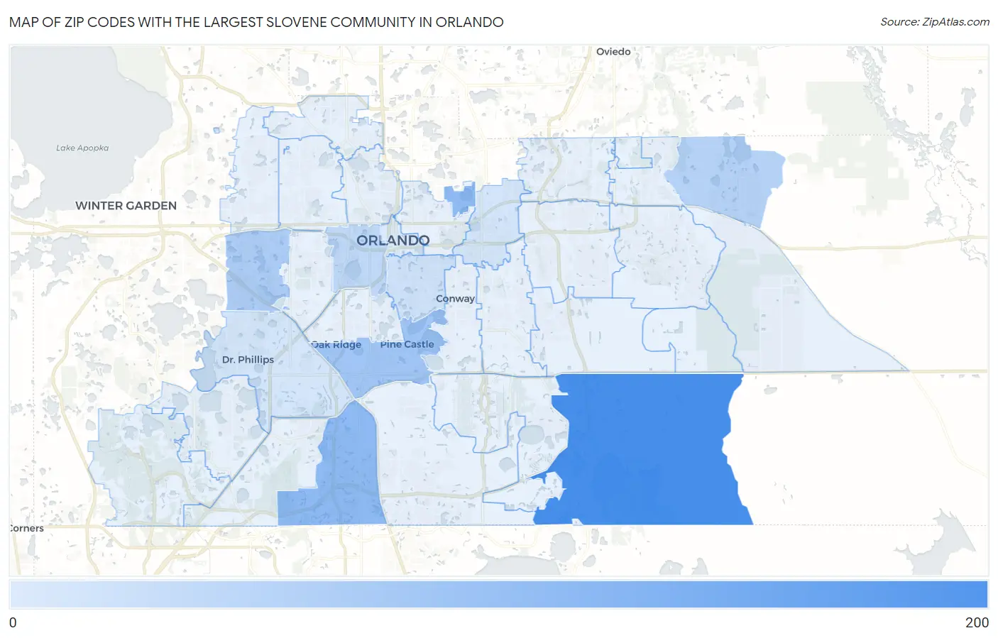 Zip Codes with the Largest Slovene Community in Orlando Map