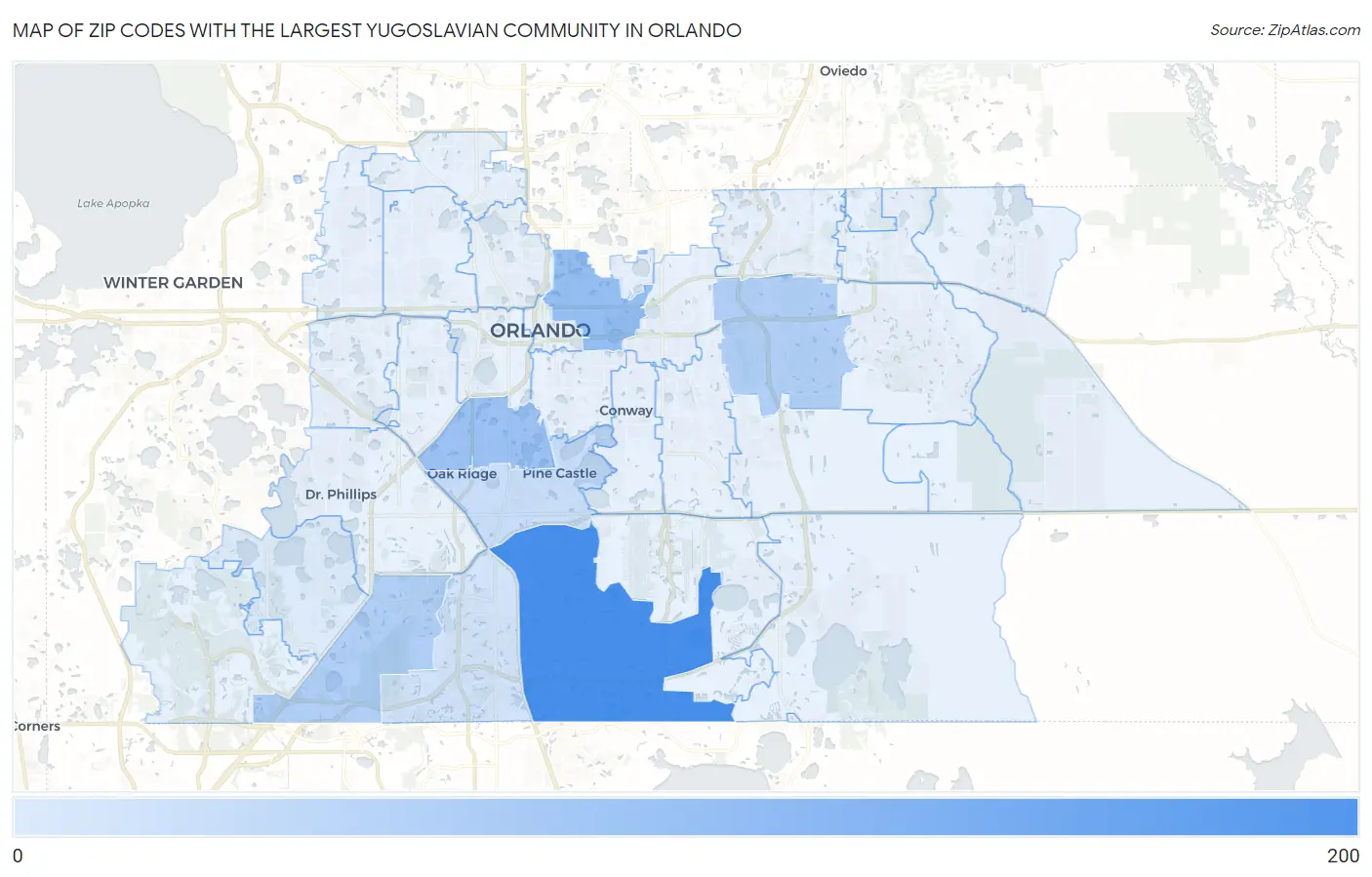 Zip Codes with the Largest Yugoslavian Community in Orlando Map