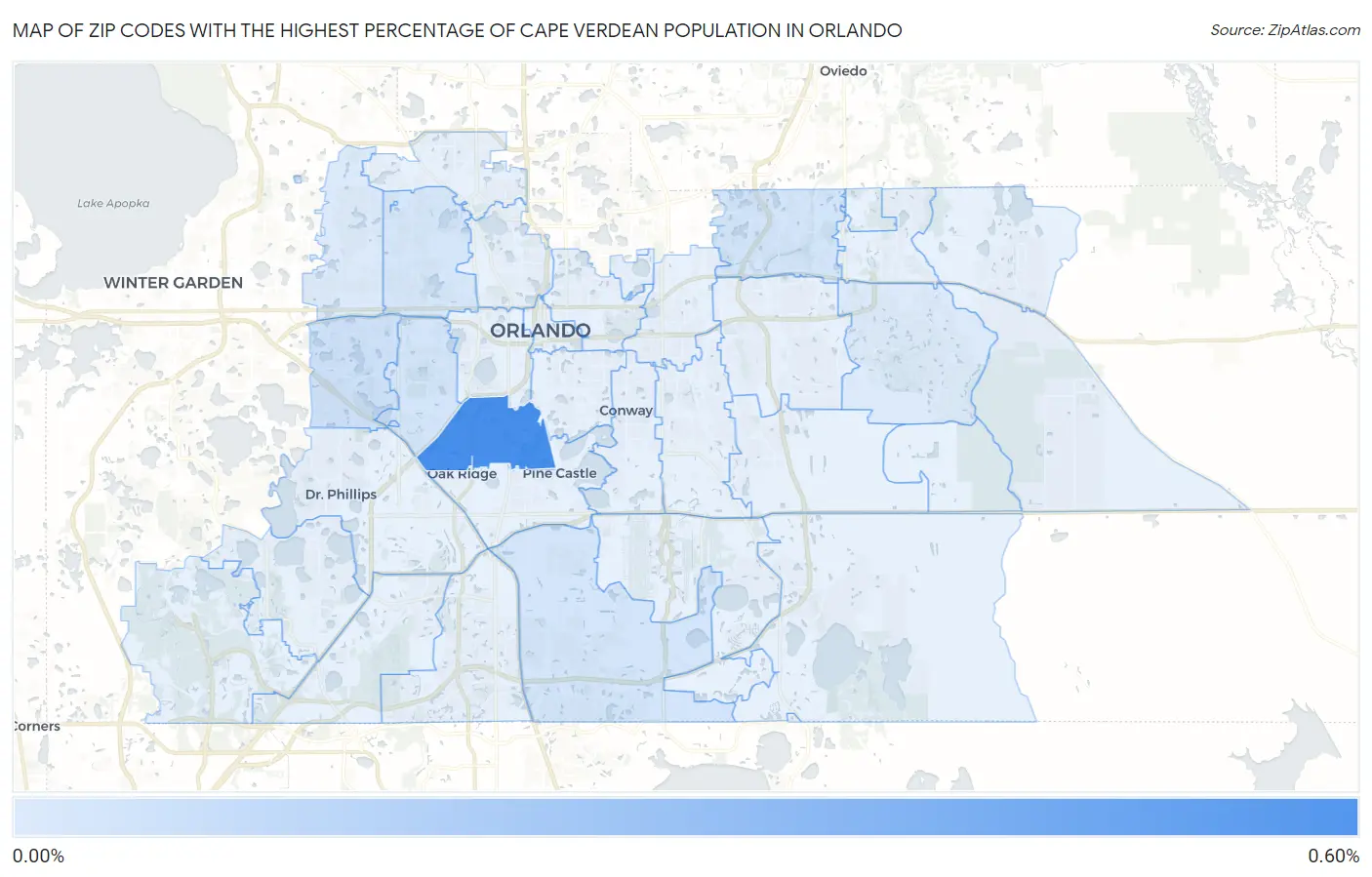 Zip Codes with the Highest Percentage of Cape Verdean Population in Orlando Map