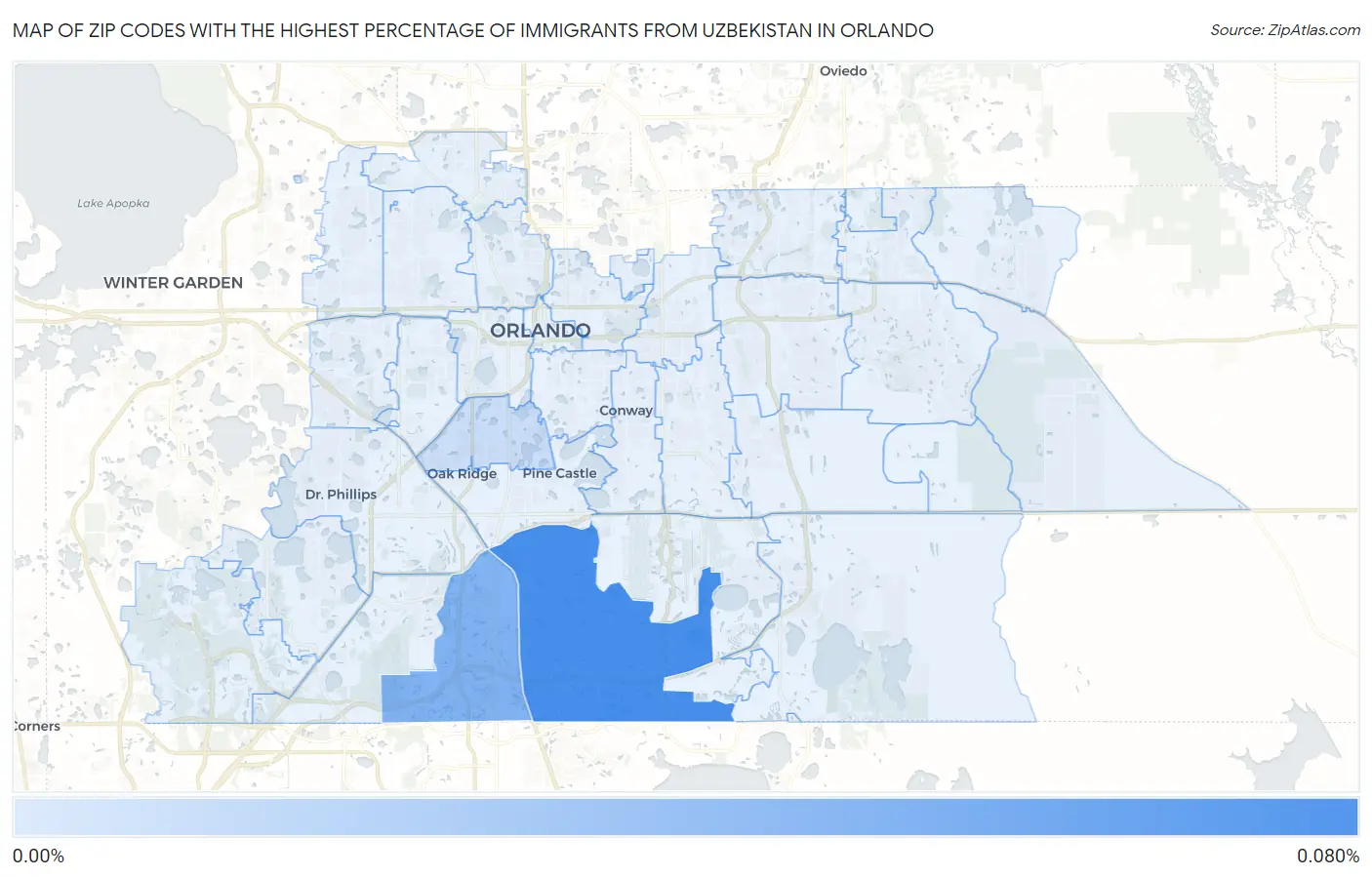 Zip Codes with the Highest Percentage of Immigrants from Uzbekistan in Orlando Map